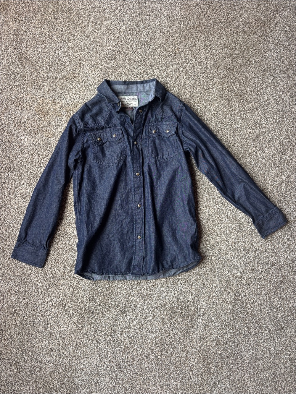 Rugged Boys' Dark Blue Button-Down Shirt
